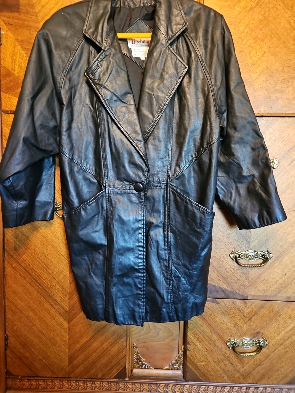 Bechamel Black Leather Size Small Vintage 80's 90's  Women's Blazer Jacket
